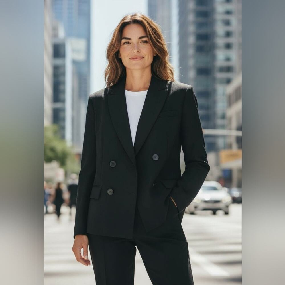 Worthington Blazer Power Jacket 14P Black Business Career Office Workwear Luxury